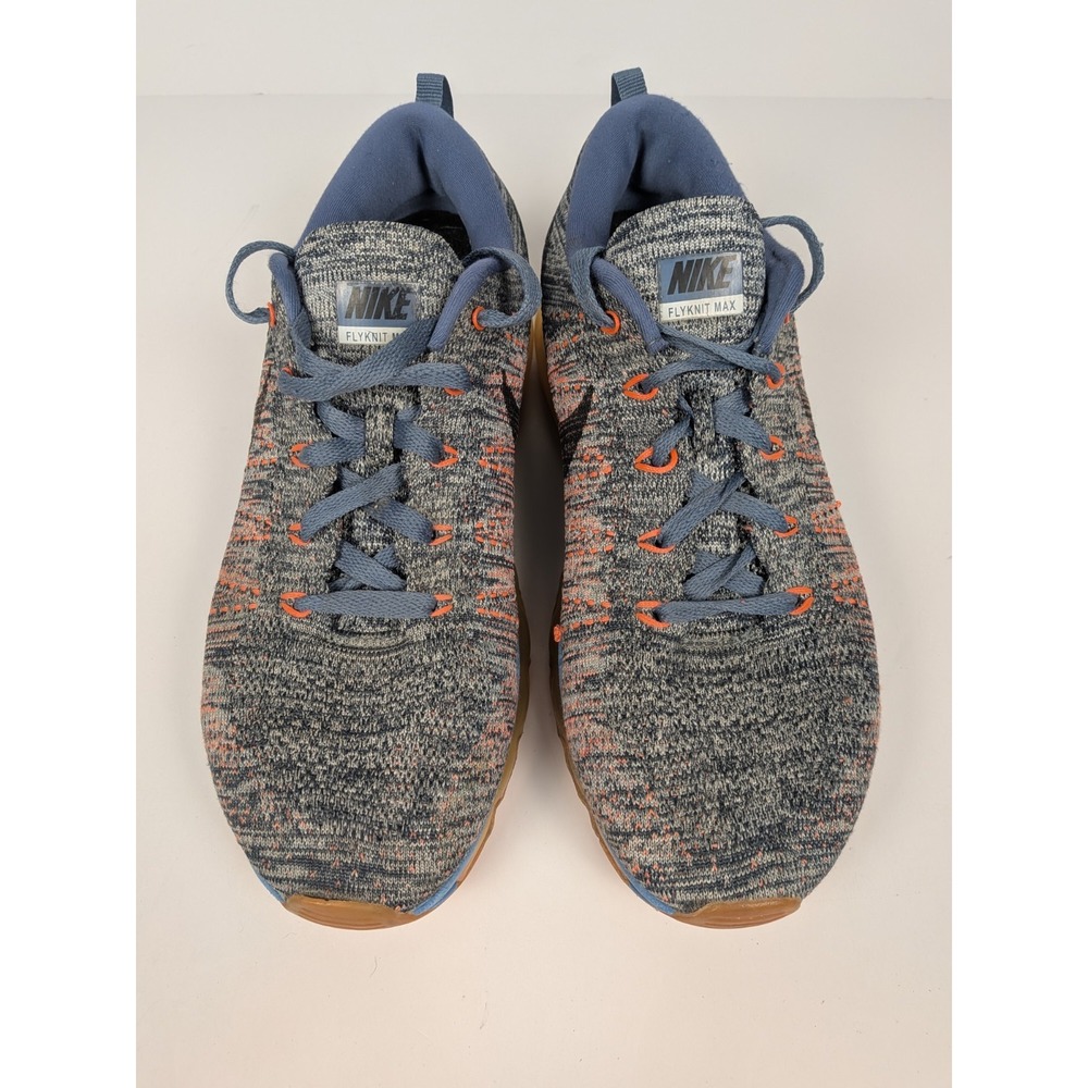 NIKE Air Flyknit Max Men's Shoes Size 8 Blue Concord Crimson Orange Sneakers